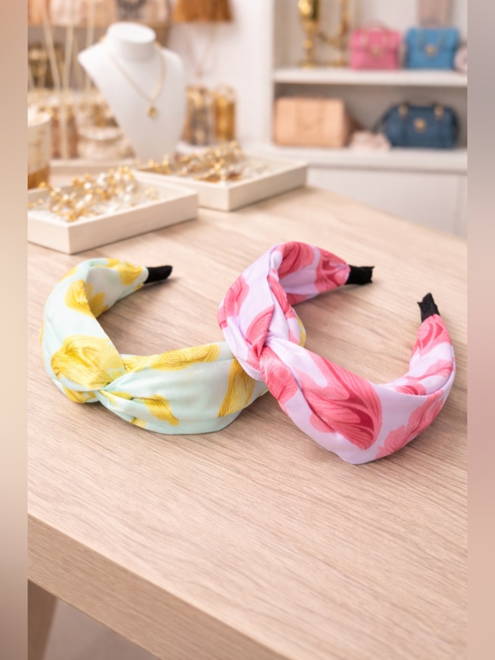 🌸✨ Floral Twist Knot Headband | Blue & Yellow or Purple & Pink | OS